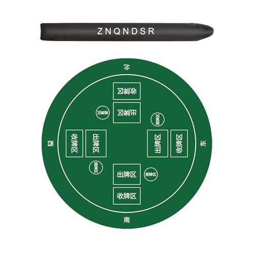 ZNQNDSR Runde Pokermatten Stumm Anti-Rutsch Mahjong Spielmatte Mit Aufbewahrungstasche Für Pai Jiu Kartenspiele(Green,47") von ZNQNDSR