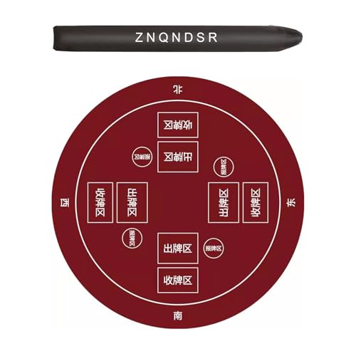 ZNQNDSR Runde Pokermatten Stumm Anti-Rutsch Mahjong Spielmatte Mit Aufbewahrungstasche Für Pai Jiu Kartenspiele(Red,23") von ZNQNDSR