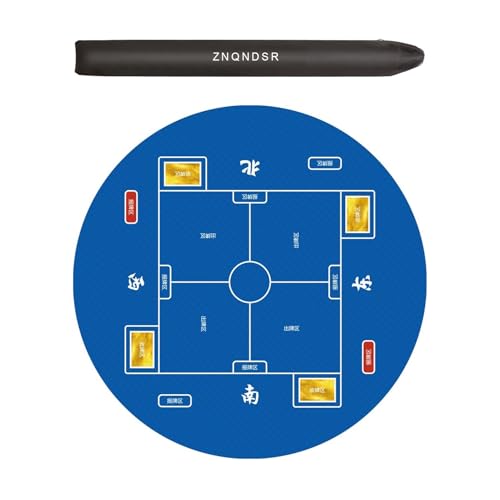 ZNQNDSR Rundes Mahjong-Tischset Mit Aufbewahrungstasche, Rutschfestes, Verdicktes Spielpad Für Poker, Pai Jiu Und Familienspiele(Blue,23") von ZNQNDSR