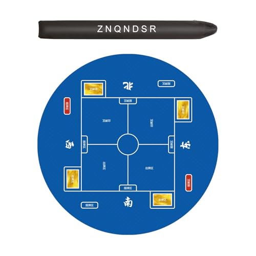 ZNQNDSR Rundes Mahjong-Tischset Mit Aufbewahrungstasche, Rutschfestes, Verdicktes Spielpad Für Poker, Pai Jiu Und Familienspiele(Blue,39") von ZNQNDSR