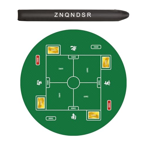 ZNQNDSR Rundes Mahjong-Tischset Mit Aufbewahrungstasche, Rutschfestes, Verdicktes Spielpad Für Poker, Pai Jiu Und Familienspiele(Green,31") von ZNQNDSR