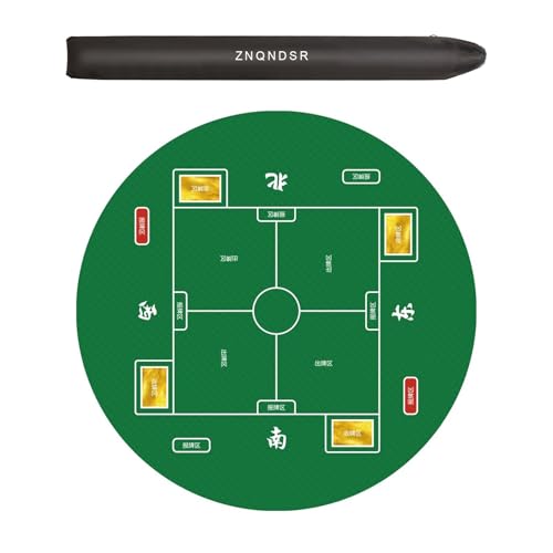 ZNQNDSR Rundes Mahjong-Tischset Mit Aufbewahrungstasche, Rutschfestes, Verdicktes Spielpad Für Poker, Pai Jiu Und Familienspiele(Green,47") von ZNQNDSR