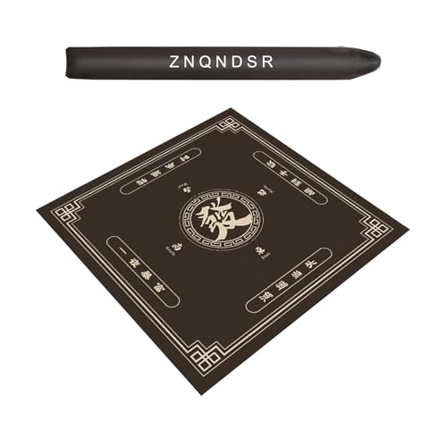 ZNQNDSR Tragbare Mahjong-Spielmatte, Quadratisch, rutschfest, Verdickte Tischunterlage Mit Aufbewahrungstasche Für Poker, Pai Jiu, Reisefreundliches Spielen(Brown,37x37) von ZNQNDSR