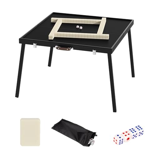 ZNQNDSR Tragbarer Mahjong-Tisch Aus Massivholz, Faltbare Mini-Spiel- Und Kartentische Für Campingplätze, Hauspartys, Picknickausflüge Und Versammlungen(White) von ZNQNDSR