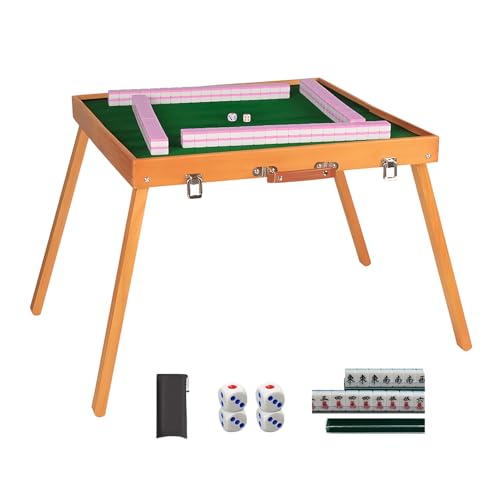 ZNQNDSR Tragbarer Mahjong-Tisch Mit Aufbewahrungstasche, Zusammenklappbare Kartenspieltische Aus Massivholz Für Home Entertainment Und Freizeit Im Freien(Style 1) von ZNQNDSR
