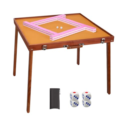 ZNQNDSR Tragbarer Mini-Mahjong-Tisch Aus Massivholz, Faltbarer Mahjong-Spieltisch Für Den Außenbereich, Für Campingpartys Und Strände(Pink) von ZNQNDSR