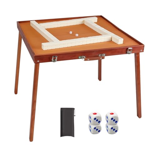 ZNQNDSR Tragbarer Mini-Mahjong-Tisch Aus Massivholz, Faltbarer Mahjong-Spieltisch Für Den Außenbereich, Für Campingpartys Und Strände(White) von ZNQNDSR
