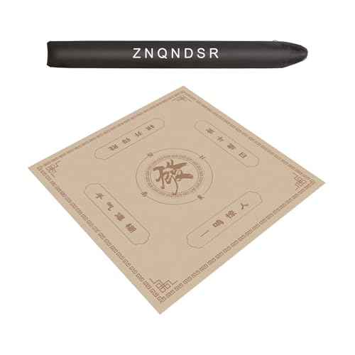 ZNQNDSR Verdickte Mahjong-Matte Mit Aufbewahrungstasche, rutschfest, Geräuschreduzierend, Quadratisch, Spieltischunterlage Für Pokerkarten(Beige,47x47) von ZNQNDSR