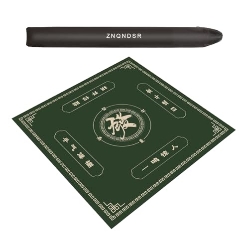 ZNQNDSR Verdickte Mahjong-Matte Mit Aufbewahrungstasche, rutschfest, Geräuschreduzierend, Quadratisch, Spieltischunterlage Für Pokerkarten(Green,33x33) von ZNQNDSR