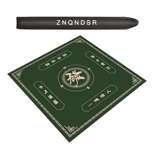 ZNQNDSR Verdickte Mahjong-Matte Mit Aufbewahrungstasche, rutschfest, Geräuschreduzierend, Quadratisch, Spieltischunterlage Für Pokerkarten(Green,55x55) von ZNQNDSR