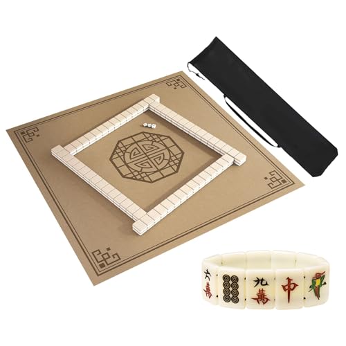 ZNQNDSR Verdickte Mahjong-Matte Mit Rand, Mahjong-Tischunterlage Mit Aufbewahrungstasche, Quadratische Spielmatte Für Poker-Kartenspiele(Beige,95cm/37in) von ZNQNDSR