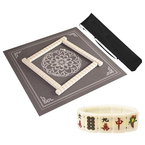 ZNQNDSR Verdickte Mahjong-Matte Mit Rand, Mahjong-Tischunterlage Mit Aufbewahrungstasche, Quadratische Spielmatte Für Poker-Kartenspiele(Gray,100cm/39in) von ZNQNDSR