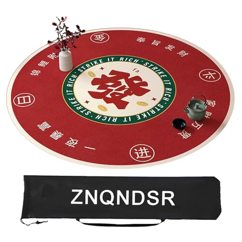 ZNQNDSR Verdickte Mahjong-Tischmatte, Quadratische Mahjong-Matte Mit Aufbewahrungstasche, Mahjong-Spielmatte Für Mahjong-Poker-Kartenspiele(Red,85cm/33in) von ZNQNDSR
