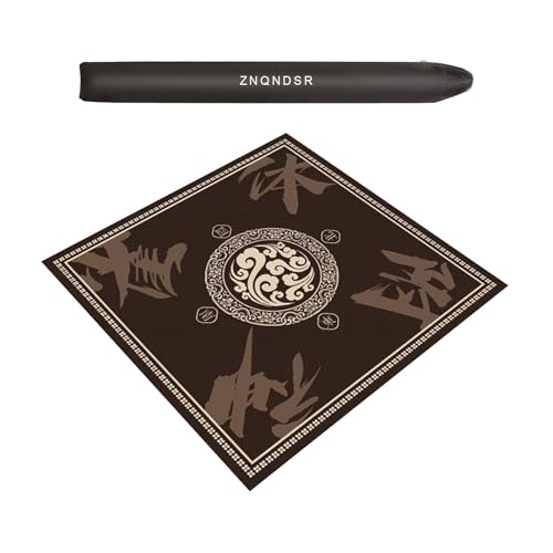 ZNQNDSR Verdickte Mhjong-Spielmatte, rutschfeste Geräuschreduzierung, Pokertischunterlage Mit Aufbewahrungstasche Für Pai Jiu Und Heimspaß(Brown,27x27) von ZNQNDSR