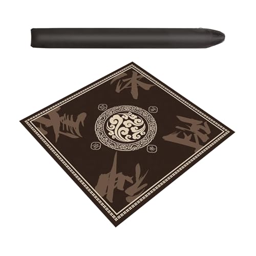 ZNQNDSR Verdickte Mhjong-Spielmatte, rutschfeste Geräuschreduzierung, Pokertischunterlage Mit Aufbewahrungstasche Für Pai Jiu Und Heimspaß(Brown,29x29) von ZNQNDSR