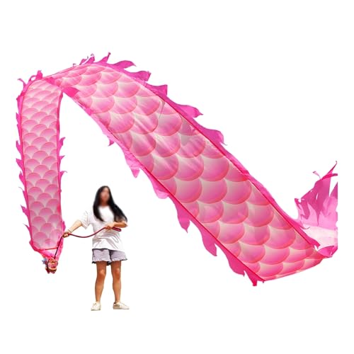 ZNQNDSR drachentanzband Drachen-Poi Mit 3D-Drachenkopf Und Schaukelseil, Drachenband-Poi Für Anfänger, Outdoor-Fitness-Bühnen-Requisiten-Set(Pink,20 ft) von ZNQNDSR