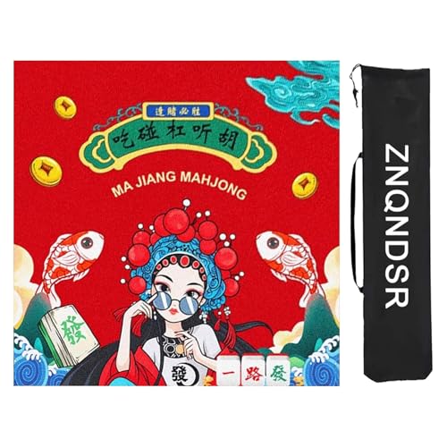 ZNQNDSR rutschfeste Mahjong-Matten Mit Aufbewahrungstasche, Mahjong-Tischmatte Für Mahjon Poker, Spielmatte Für Kartenspiele, Brettspiele(Red,100cm/39in) von ZNQNDSR