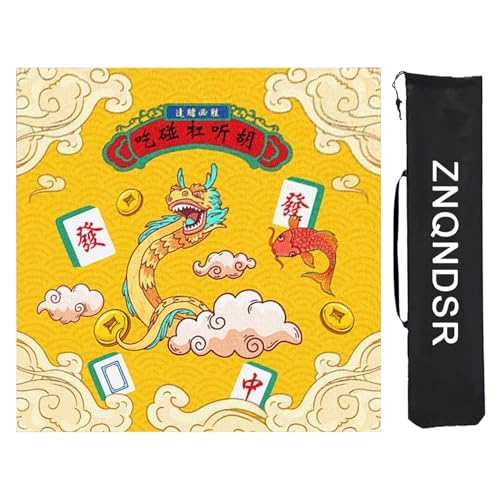 ZNQNDSR rutschfeste Mahjong-Matten Mit Aufbewahrungstasche, Mahjong-Tischmatte Für Mahjon Poker, Spielmatte Für Kartenspiele, Brettspiele(Yellow,85cm/33in) von ZNQNDSR