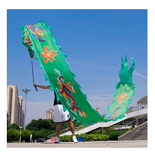 ZOAPDEBCE3D Dragon Ribbon Streamer， Bunte Drachentanz-Luftschlangen aus Seide, chinesisches Kung-Fu-Drachen-Spinnband, Outdoor-Sport-Fitnessgeräte(Green,6m/20ft) von ZOAPDEBCE