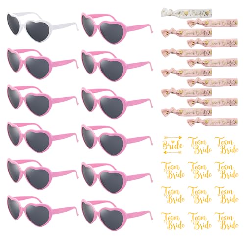 ZOCONE Herz Sonnenbrille JGA 36 Stück JGA Accessoires Frauen Rosa Partybrillen Set Hochzeit Sonnenbrille Herzen mit Team Bride Armbänder und Tattoo Aufkleber JGA Brillen für Hochzeit JGA Wedding ZOCONE Herz Sonnenbrille JGA 36 Stück JGA Accessoires Frauen Rosa Partybrillen Set Hochzeit Sonnenbrille Herzen mit Team Bride Armbänder und Tattoo Aufkleber JGA Brillen für Hochzeit JGA Wedding von ZOCONE