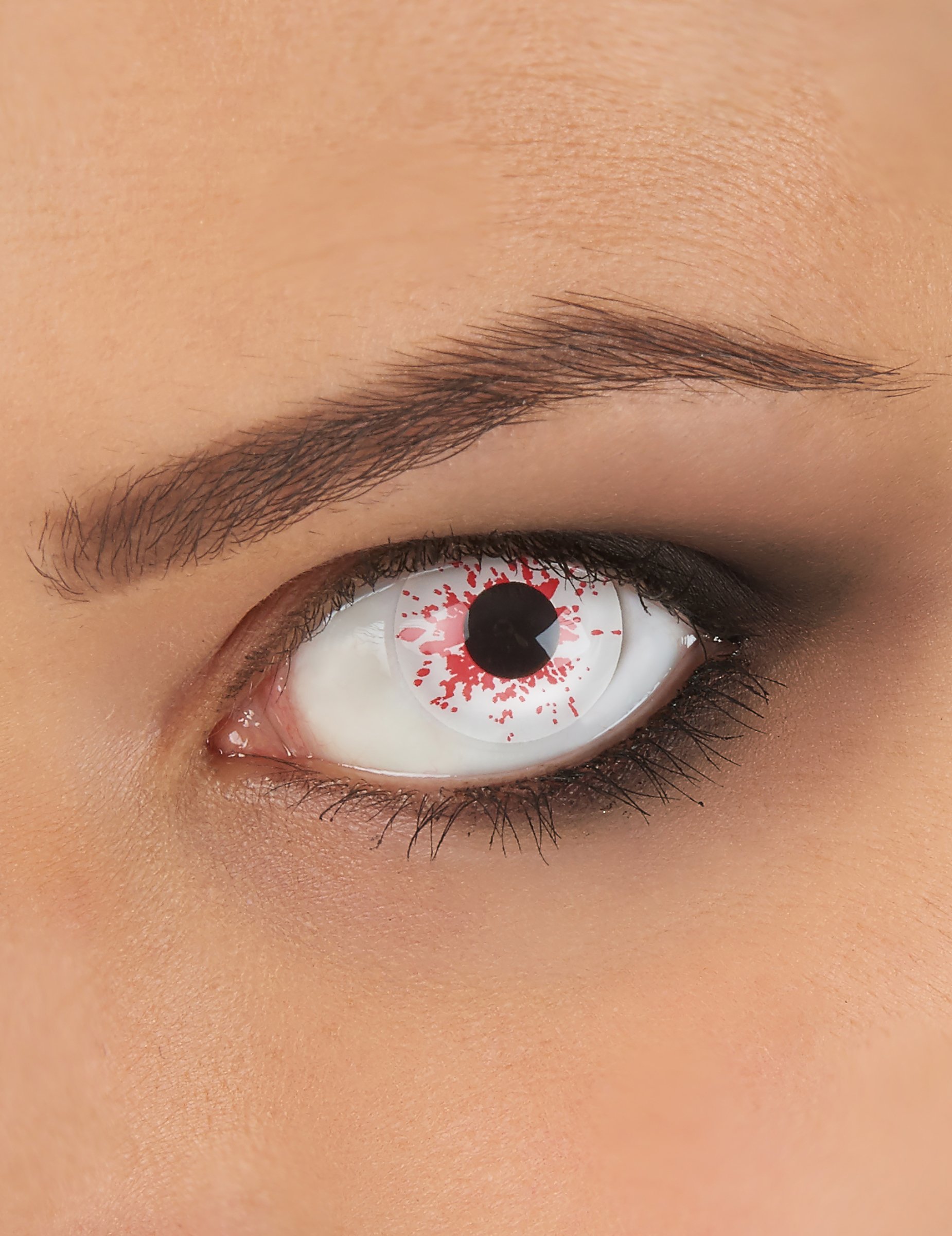 Blutspritzer-Kontaktlinsen Halloween-Kontaktlinsen weiss-rot von ZOELIBAT