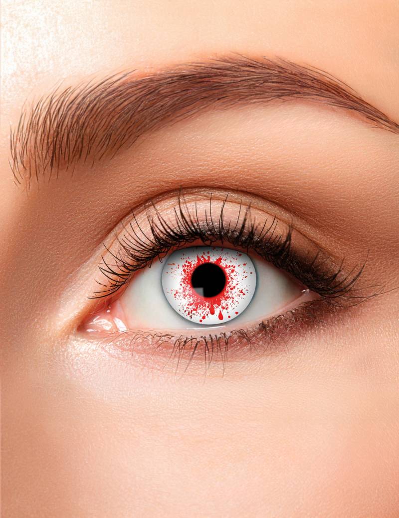 Blutspritzer-Kontaktlinsen Halloween-Kontaktlinsen weiss-rot von BOLAND BV