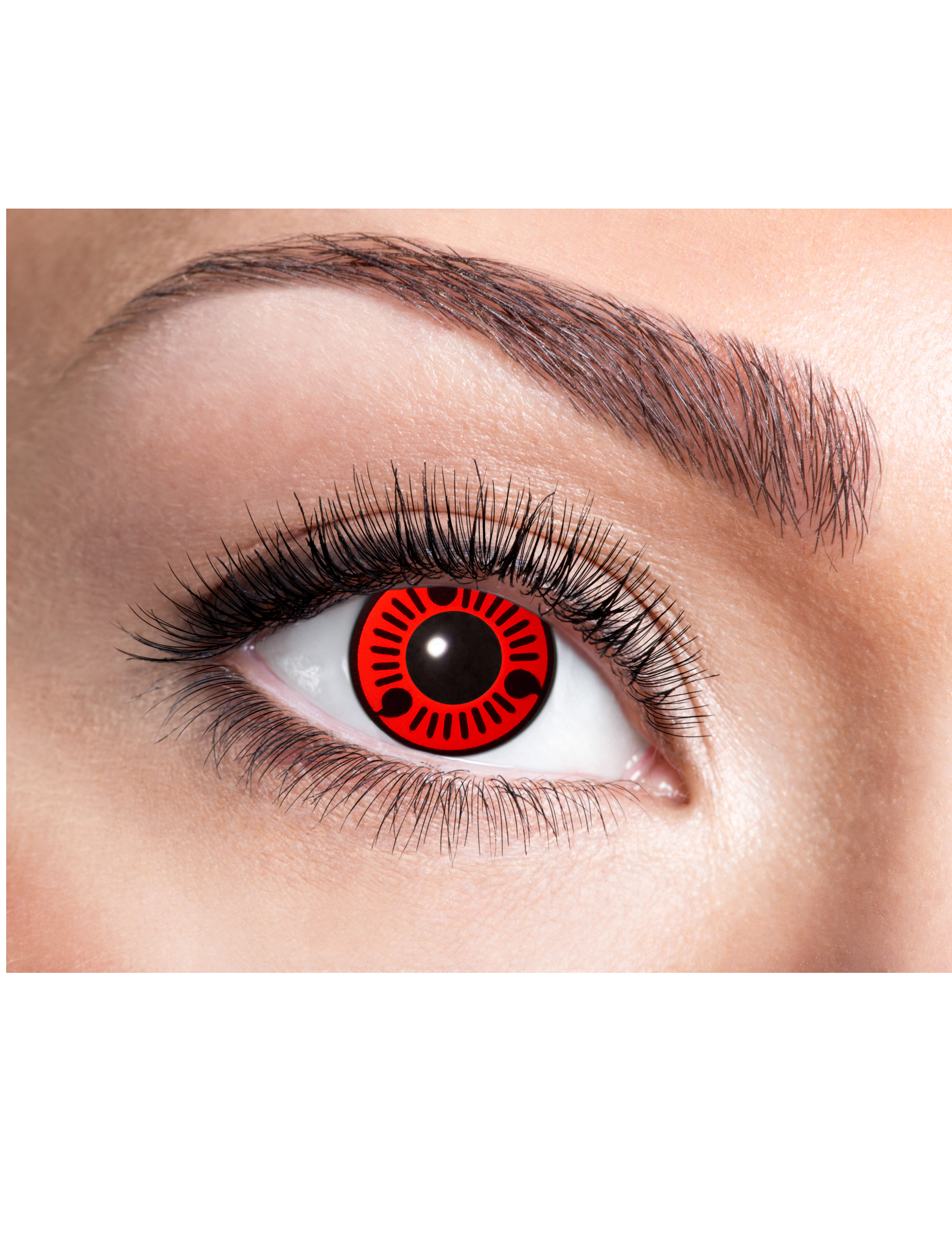 Kontaktlinsen Vampir Halloween Make-Up Zubehör rot-schwarz von ZOELIBAT