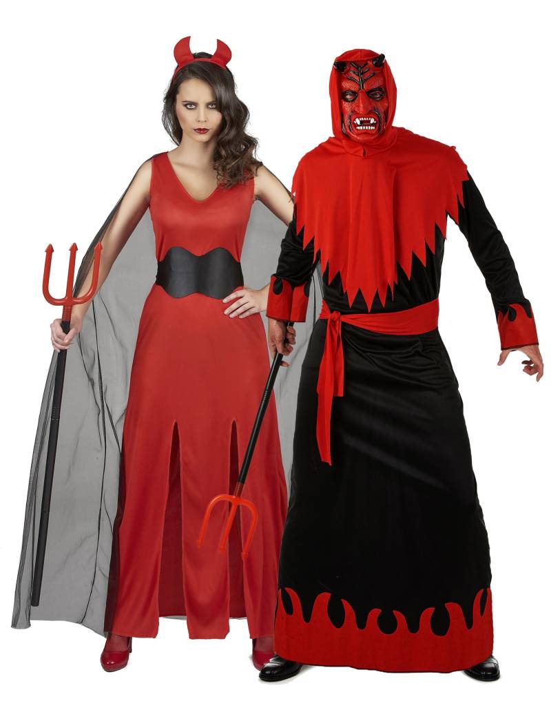 Teufel-Paarkostüm für Halloween rot-schwarz von BCI