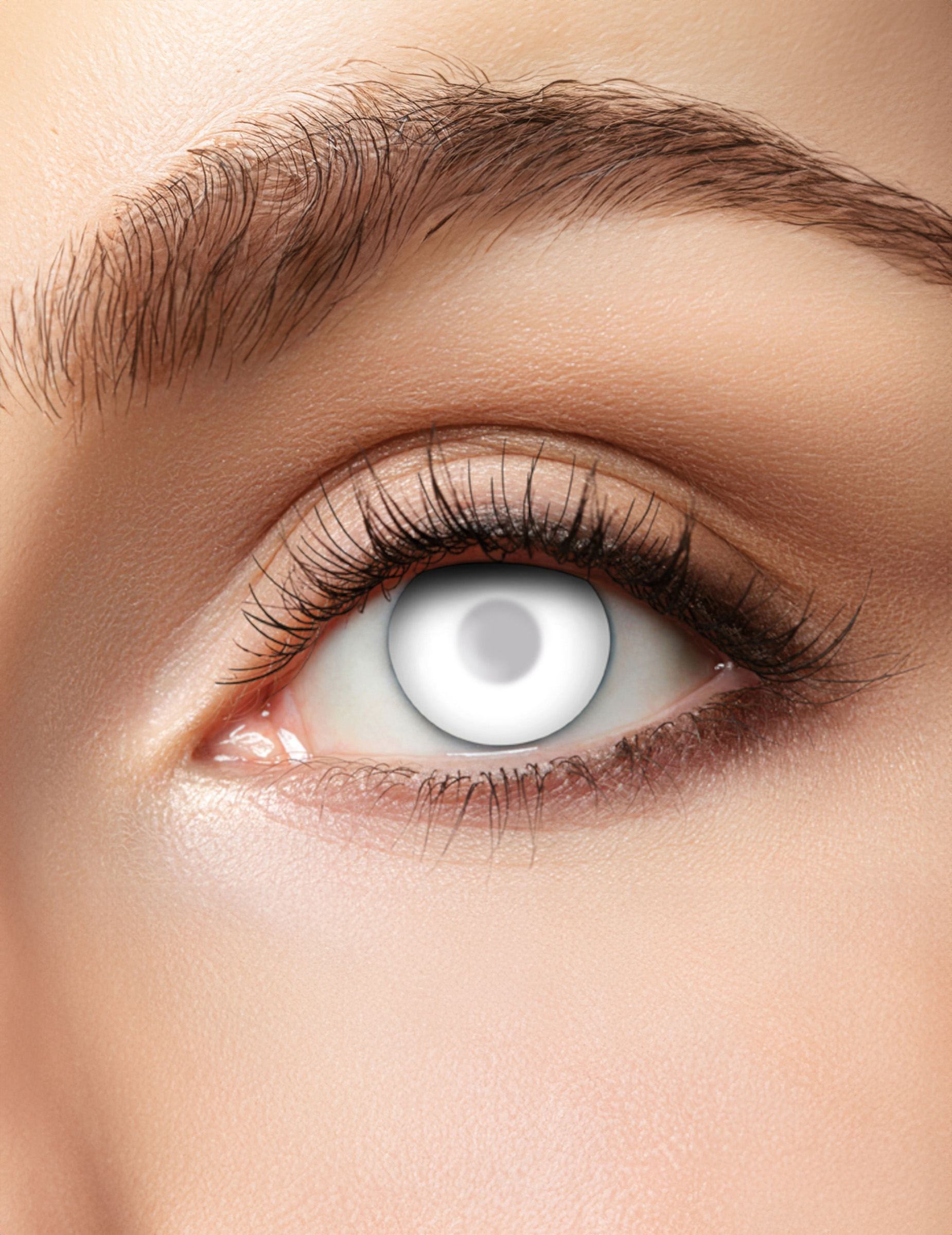 Trübe Zombie-Kontaktlinsen für Erwachsene Halloween Make-up weiß 14,5 mm von ZOELIBAT