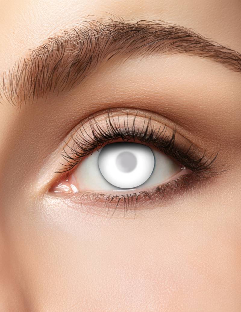 Trübe Zombie-Kontaktlinsen für Erwachsene Halloween Make-up weiß 14,5 mm von BOLAND BV