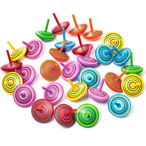 ZOEON 30 Stück Spielzeugkreisel aus Holz, Farbenfroher Bemalung Kreisel aus Holz für Kinder von ZOEON