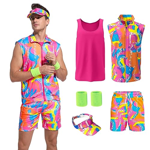 ZOKJFDK 80er Jahre Herren Workout-Kostüm Halloween Cosplay Paare Outfits 80er 90er Jahre Workout Kostüm Outfit Set für Erwachsene Herren (3XL) von ZOKJFDK