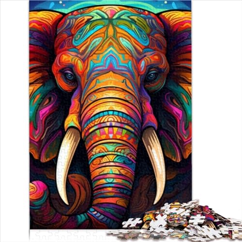 1000-Teiliges Puzzle, Psychedelischer Elefant, Puzzle Für Erwachsene Und Kinder, Papppuzzle, Spielzeug, Denkspiel (Größe 75X50CM) von ZOMTOON