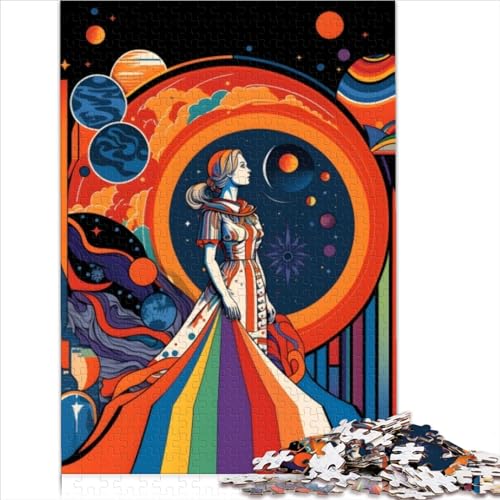 1000-Teiliges Puzzle Für Erwachsene, Mädchen Im Weltraum, Holzspiel, Familienunterhaltungsspielzeug (Größe 75X50CM) von ZOMTOON