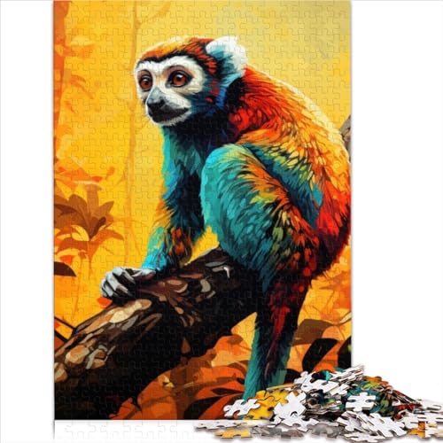 1000-Teiliges Puzzle Mit Psychedelischem Tier-Lemur, Puzzle Für Erwachsene Und Kinder, Holzpuzzle Für Kinder, (Größe 75X50CM) von ZOMTOON
