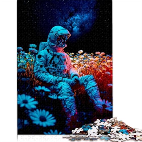 1000-teiliges Astronauten- und Blumen-Puzzle für Erwachsene, Teenager, Kinder, großes Puzzle, Spielzeug, Geschenk, pädagogisch, intellektuell, dekomprimierend, lustiges Familienspiel, 75x50cm von ZOMTOON