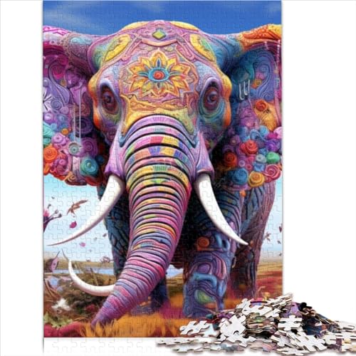 1000-teiliges Puzzle mit Elefantenmuster für Erwachsene und Kinder, Holzpuzzle für Kinder, (Größe 75x50cm) von ZOMTOON