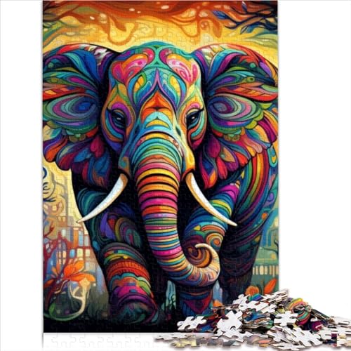 300 Teile Puzzles Psychedelischer Elefant Puzzles Für Erwachsene Holzpuzzles Anspruchsvolle Spielpuzzles (Größe 40X28CM) von ZOMTOON