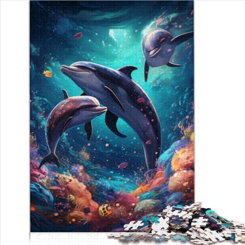 300-Teiliges Puzzle Für Erwachsene, Galaxie-Delfin-Puzzles, Holzspiel, Familienunterhaltungsspielzeug (Größe 40X28CM) von ZOMTOON