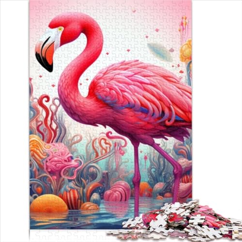 300-Teiliges Puzzle Für Erwachsene, Kunst-Psychedelischer Flamingo-Puzzle, Holzspiel, Familienunterhaltungsspielzeug (Größe 40X28CM) von ZOMTOON