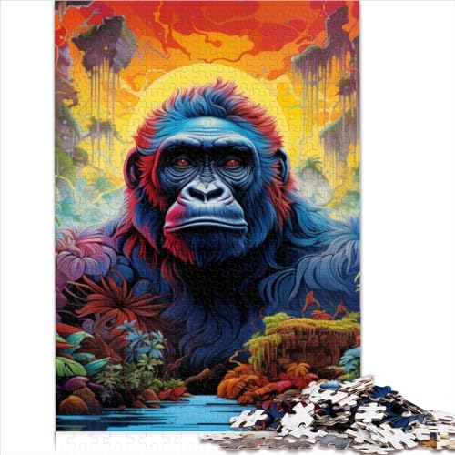 500 Teile Puzzlespiel Bunte Gorillas Puzzles Holzpuzzle Lernspielzeug (Größe 52x38cm) von ZOMTOON