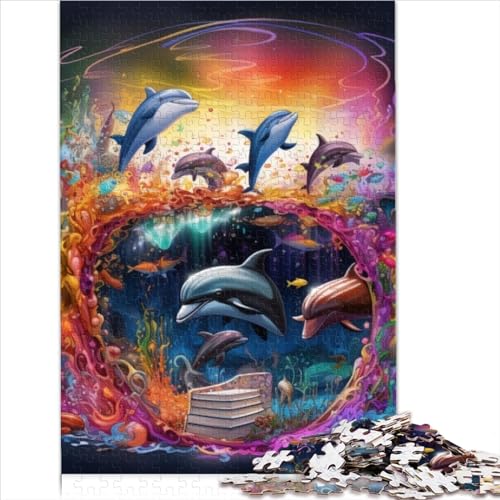 500-Teiliges Puzzle Für Erwachsene, Kunst-Delfin-Puzzle, Holzspiel, Familienunterhaltungsspielzeug (Größe 52X38CM) von ZOMTOON