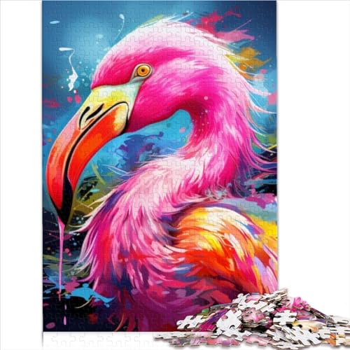 500-Teiliges Puzzle Für Erwachsene Und Kinder, Kunst-Psychedelischer Flamingo-Puzzle Für Erwachsene, Holzpuzzle, Lernspiele Für Erwachsene Und Kinder (Größe 52X38CM) von ZOMTOON