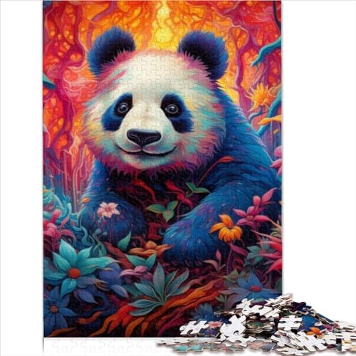 500-teiliges Puzzle für Erwachsene, farbenfrohes Kunst-Panda-Puzzle, Holzspiel, Familienunterhaltungsspielzeug (Größe 52x38cm) von ZOMTOON