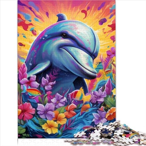 Bunte Delfine-Puzzles Für Erwachsene, 1000-Teilige Holzpuzzles, Schwierige Und Herausfordernde Puzzles Für Erwachsene Und Kinder (Größe 75X50CM) von ZOMTOON