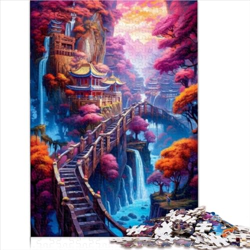 Puzzle 500 Teile Fantasy Village Cliff Puzzle Holzpuzzle Lernspiele Heimdekoration Puzzle 20,47x14,96 Zoll von ZOMTOON