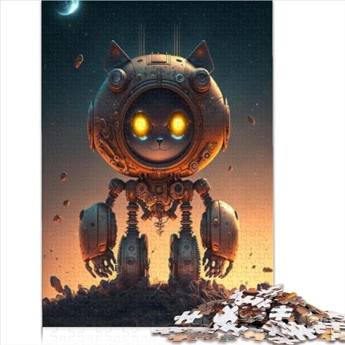 Puzzle 500-teiliges Puzzle für Erwachsene, Weltraum-Mechanische Katze, Puzzles für Erwachsene, Holzpuzzles, Spielzeug, Intellektuelles Spiel (Größe 52x38cm) von ZOMTOON