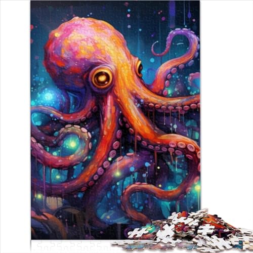 Puzzle Für Erwachsene, Kunst-Oktopus, 500-Teiliges Puzzle-Spiel, Holzpuzzles, Tolles Geschenk Für Erwachsene (Größe 52X38CM) von ZOMTOON