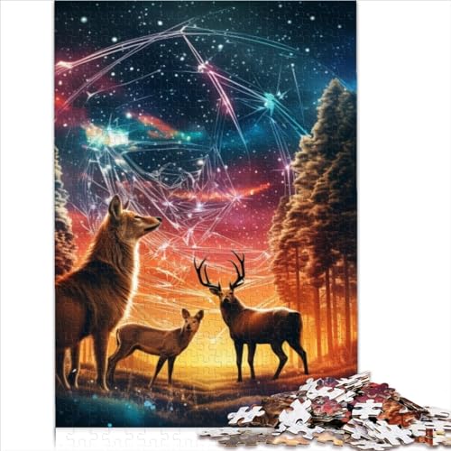 Puzzle für Erwachsene, Sternennacht-Hirsch, 1000-teiliges Puzzlespiel, Holzpuzzles, tolles Geschenk für Erwachsene (Größe 75x50cm) von ZOMTOON