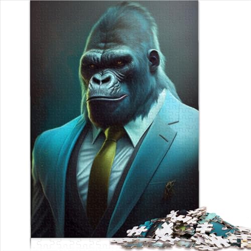 Puzzles 500 Teile Gorilla-Anzug Tierpuzzle für Erwachsene Holzpuzzle Dekomprimierendes intellektuelles Lernspielzeug (Größe 52x38cm) von ZOMTOON